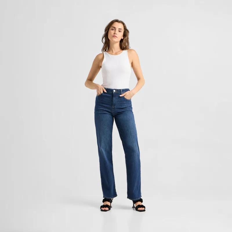 DAWN Damen Jeans DEW High Waist Flared DAWN Bio-Baumwolle, Dark blue, – Produktbild 1 von 6