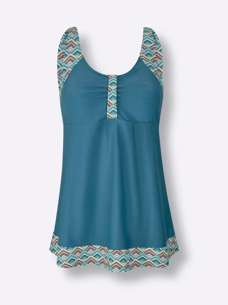 feel good Tankini-Top türkis-violett-bedruckt, Türkis-violett-bedruckt, – Produktbild 1 von 2