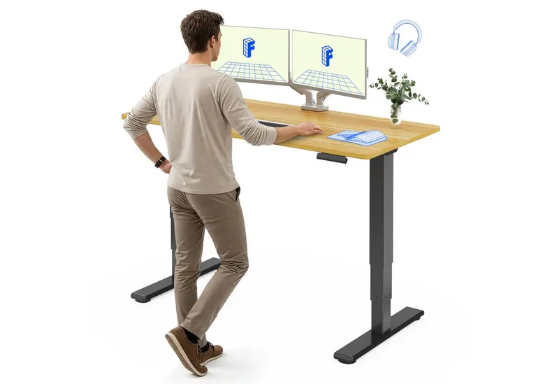 Flexispot Flexispot Schreibtisch Elektrisch Höhenverstellbarer Schreibtisch EC5 LITE mit Dualmotor (25MM einteiliger Tischplatte & 3-fach Teleskop, 4 Speicherhöhen & Antikollisionssystem), 120x80/140x80/160x80/180x80, Schwarz | ahorn, – Produktbild 1 von 5