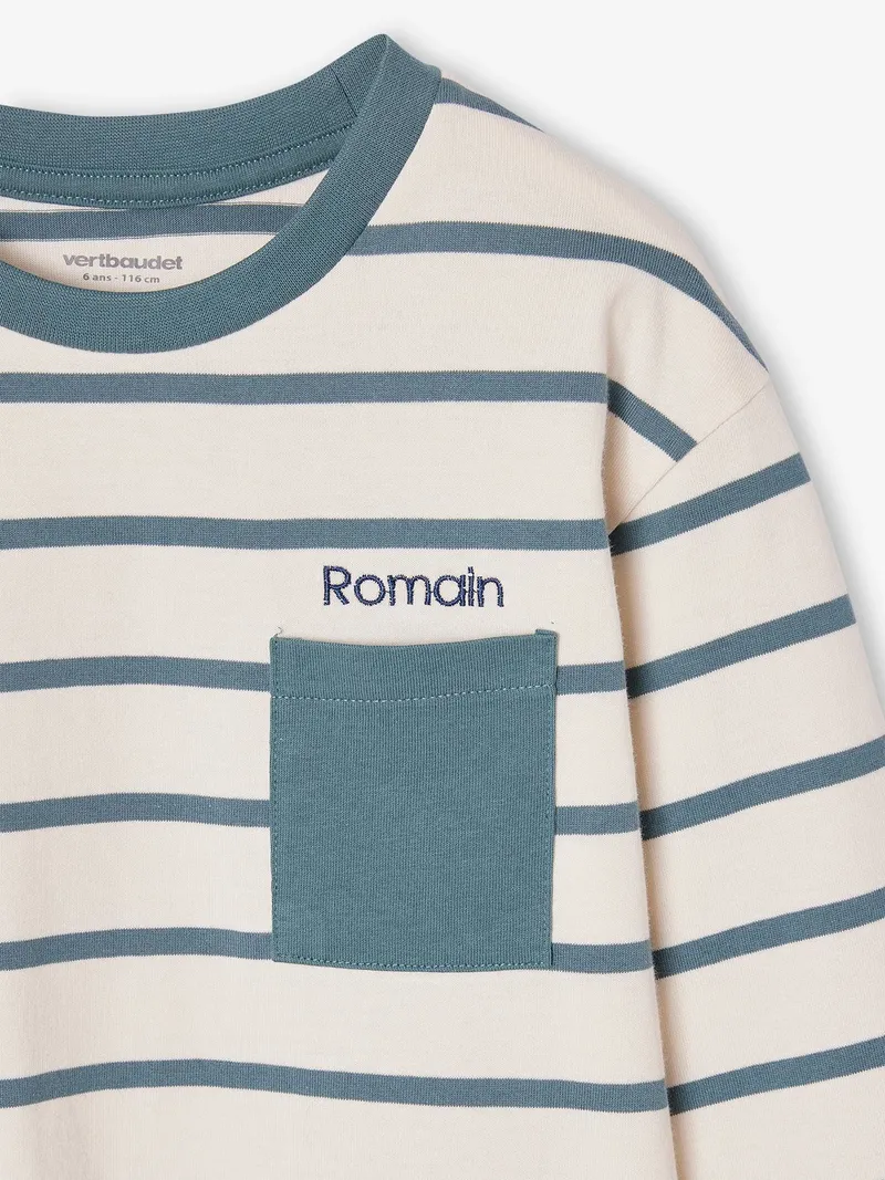 Vertbaudet Jungen Langarm-Ringelshirt, Aqua, – Produktbild 3 von 3