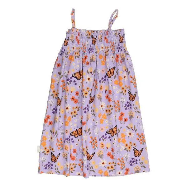 Walkiddy Walkiddy Kinder Trägerkleid GOTS-zertifiziert aus Bio-Baumwolle mit Blumen-und-Schmetterlings-Muster, Blau, – Produktbild 3 von 3