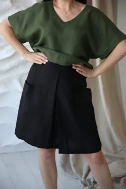 Amber Linen Amber Linen Damen vegan Wickelrock Schwarz – Produktbild 1 von 1