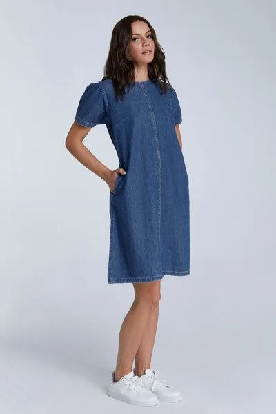 Evermind Evermind Jeanskleid - WA7022, Crystal blue, – Produktbild 3 von 4