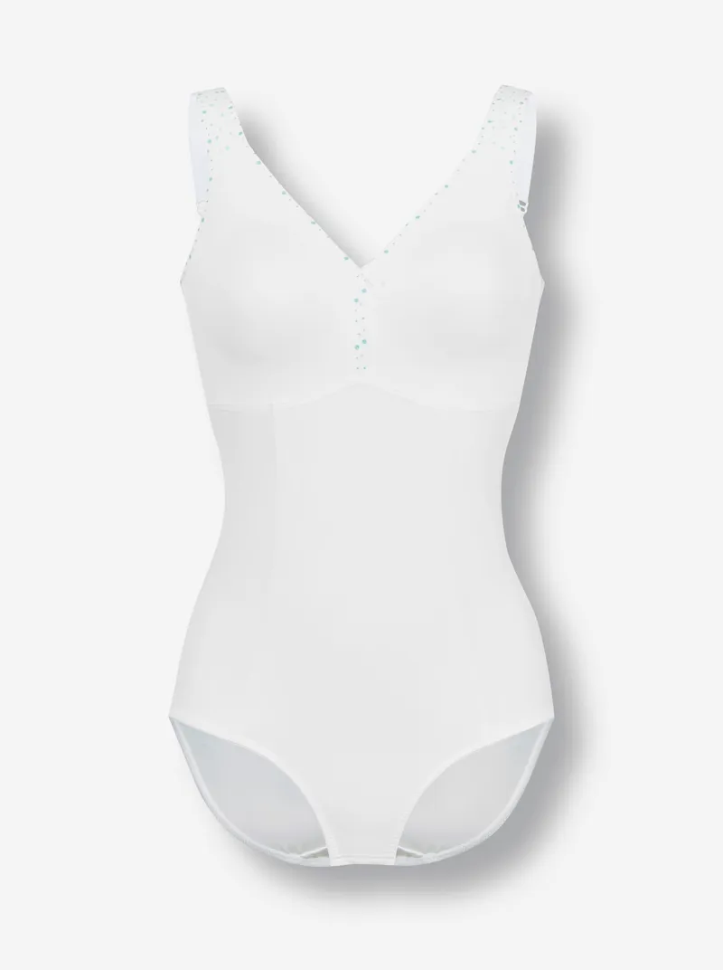 wäschepur Body ohne Bügel weiß-mint-bedruckt, Weiß-mint-bedruckt, – Produktbild 1 von 2