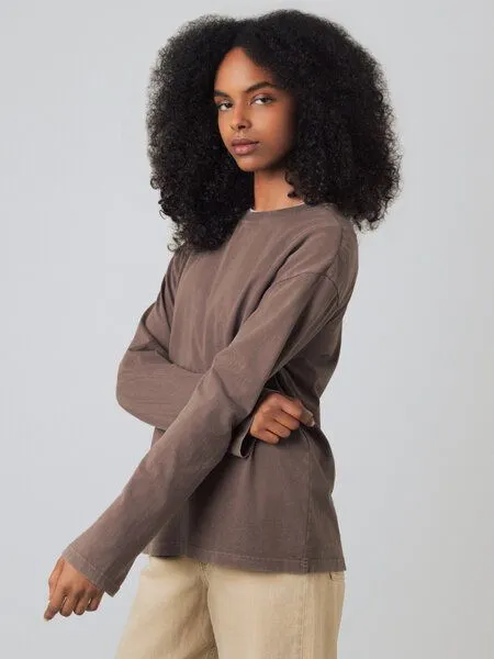 Honest Basics Honest Basics OG Langarmshirt aus Bio- und recycelter Baumwolle, Chestnut, – Produktbild 3 von 4