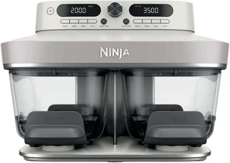 Ninja Ninja Heißluftfritteuse DD102EUIV2 Ninja CRISPi DualZone Glas-Air-Fryer mit 8 Funktionen – Weiß, 2860 W, Weiß, – Produktbild 3 von 5