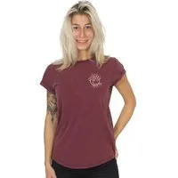 Life-Tree Life-Tree Shirt aus Biobaumwolle mit Brustmotiv für Damen "Olive" Stone Washed, Rot, – Produktbild 2 von 5