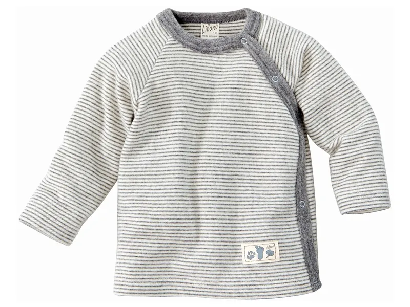Lilano Lilano Baby Jacke Wolle Seide grau-geringelt Gr.56, Grau, – Produktbild 1 von 2