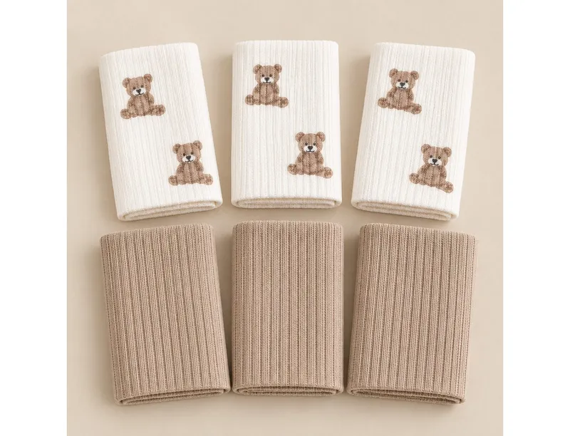 bistyle bistyle Spucktuch BabySpucktücher 6er Set, 20x20 cm, Bio-Baumwolle, kleinen Motiven, (6er Pack, 6-tlg), Basic, Beige, – Produktbild 1 von 4