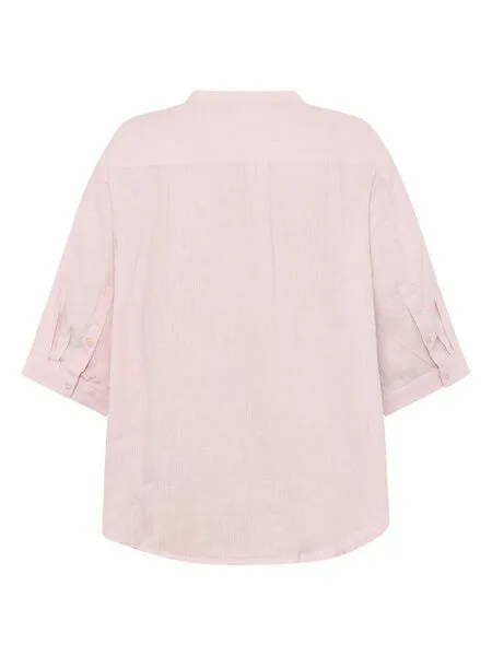 KnowledgeCotton Apparel KnowledgeCotton Apparel Lockere Hemdbluse mit 3/4 Arm und Stehkragen aus Bio-Leinen, Lila-pale-lilac, – Produktbild 3 von 3