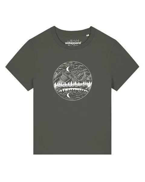 watapparel watapparel T-Shirt Frauen Mountains by night, Khaki, – Produktbild 1 von 2