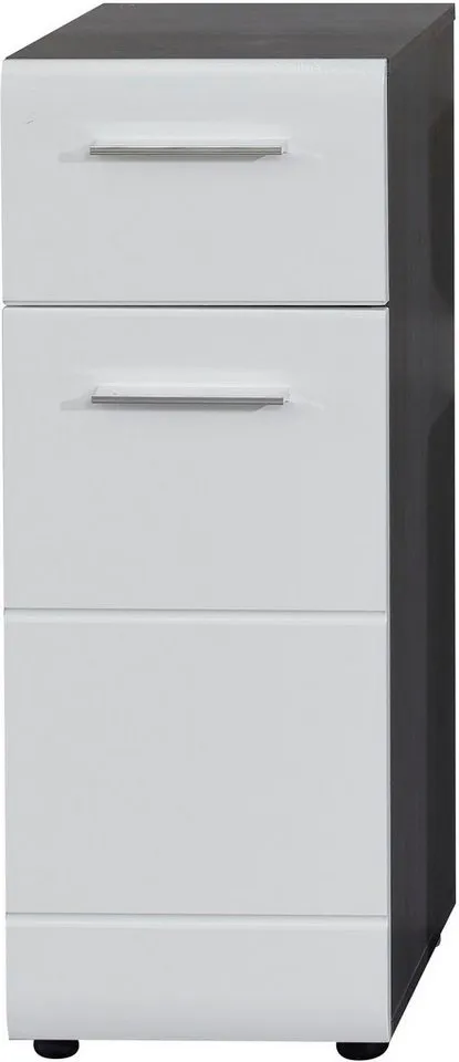 welltime Unterschrank Sovana Badkommode mit Hochglanzfront und 1 Schublade - (B/T/H) 30/31/80 cm, Silberfarben|weiß, – Produktbild 3 von 3