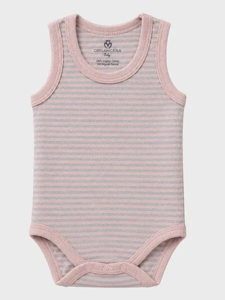 OrganicEra OrganicEra Bio-Ärmellose Babybodys für Neugeborene, 2er-Set, Rose melange (rose), – Produktbild 3 von 4