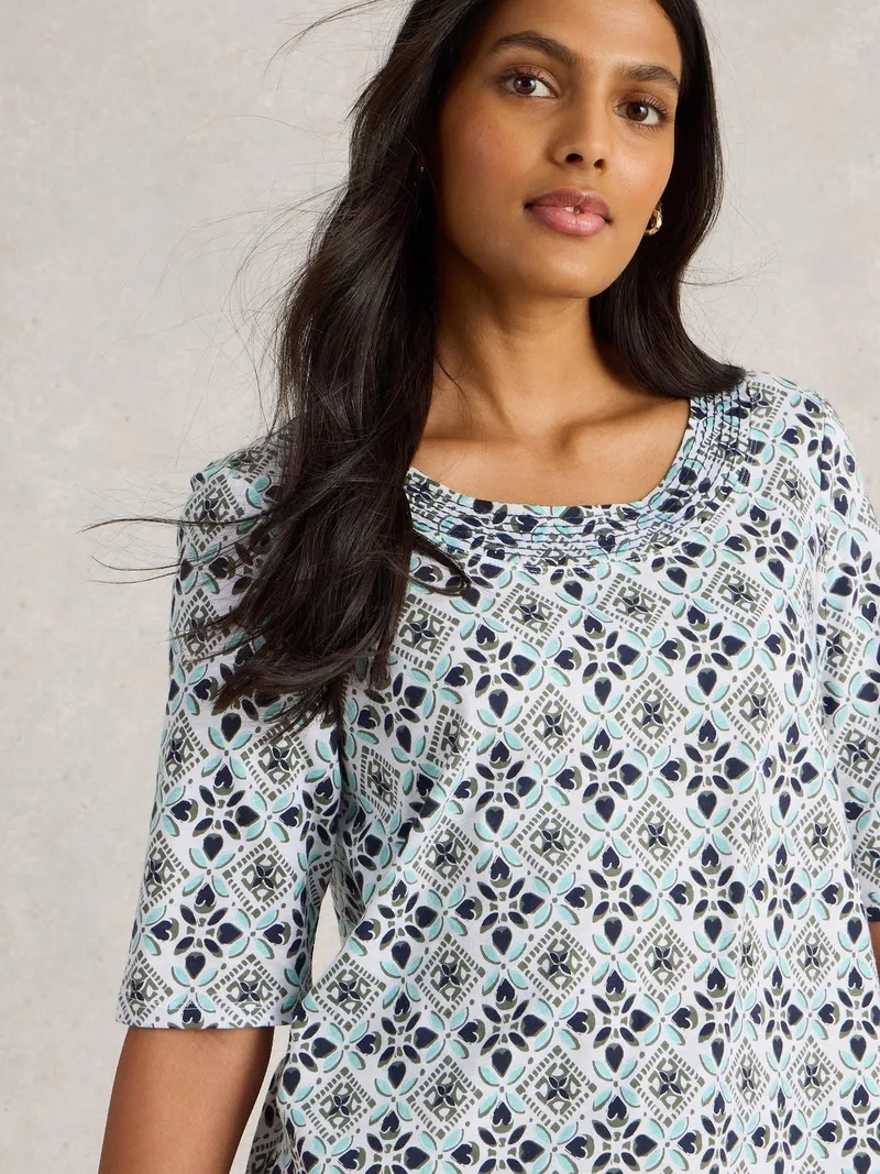White Stuff T-Shirt Weaver aus Jersey - 34, Weiß print, – Produktbild 3 von 4