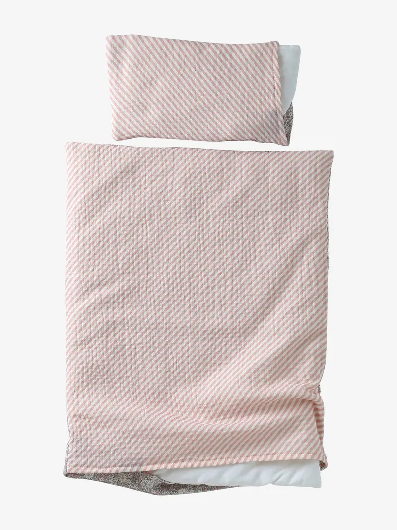 Vertbaudet Puppen-Bettwäsche, Rosa bedruckt, – Produktbild 2 von 3