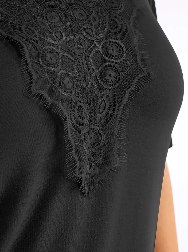 sheego Spitzenshirt, Schwarz, – Produktbild 2 von 2