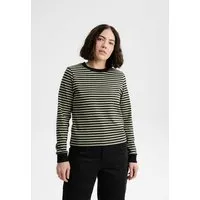 MELA MELA Langarmshirt schwer Style AASTHA aus 100% Bio-Baumwolle, Tea leaf / schwarz gestreift, – Produktbild 1 von 1