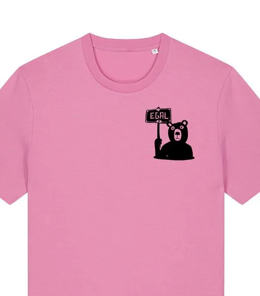 päfjes päfjes Dem Bären ist es EGAL! Dir auch? - Fair Wear Männer Unisex Bio T-Shirt Siebdruck, Rosa (bubble pink), – Produktbild 3 von 4