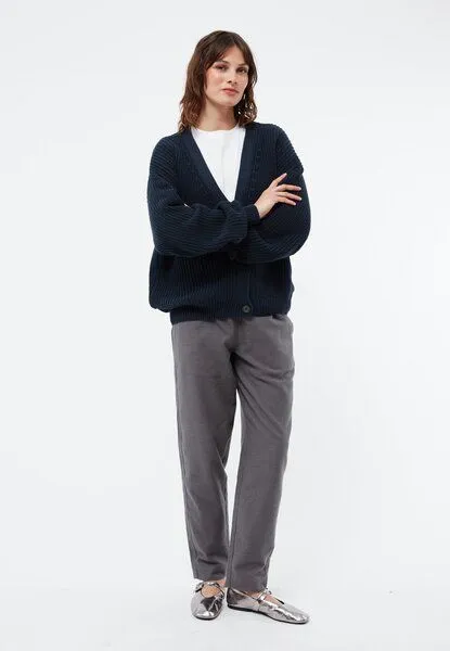 Givn Berlin Givn Berlin Strickcardigan GBDESIREE oversize aus Bio-Baumwolle mit Perlmuster-Strick, Midnight blue, – Produktbild 3 von 5