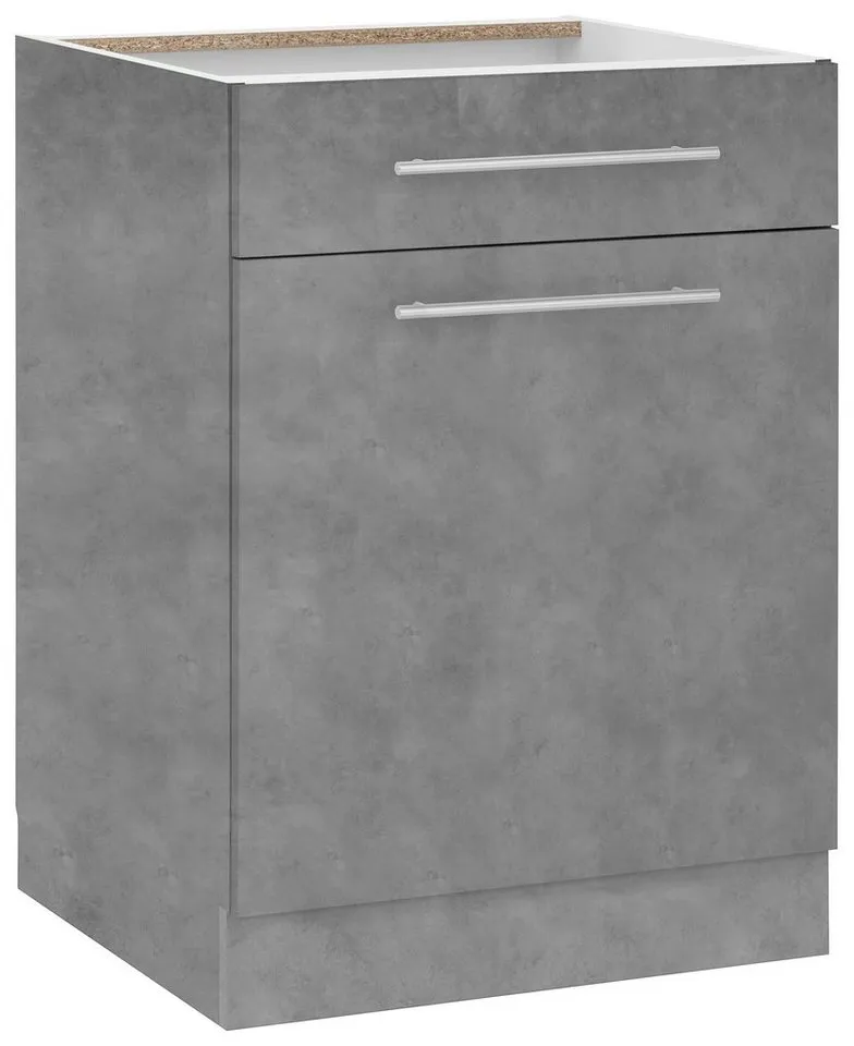 wiho Küchen Unterschrank Flexi2, Breite 60 cm, Soft-Close bei der Tür mit Schubkasten, inkl. verstellbaren Einlegeboden, Grau, – Produktbild 2 von 5