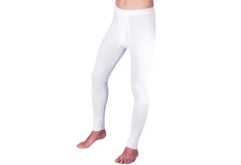 HERMKO Lange Unterhose 3540 mit Eingriff,100 % Bio-Baumwolle, Weichbund, elast. Beinabschlüsse, Weiß, – Produktbild 1 von 2