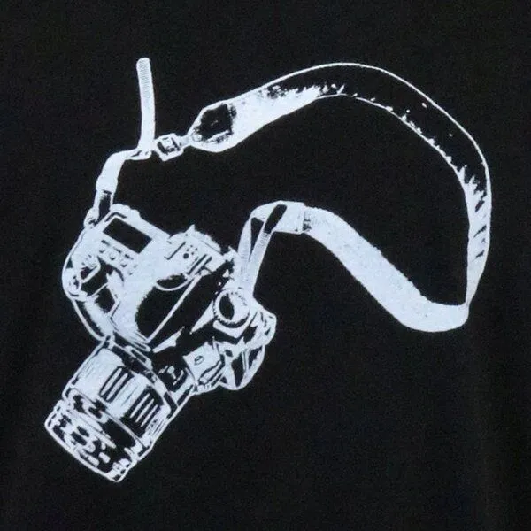 Spangeltangel Spangeltangel T-Shirt "Kamera" schwarz, weiß bedruckt, Siebdruck, Foto, Schwarz, – Produktbild 3 von 4
