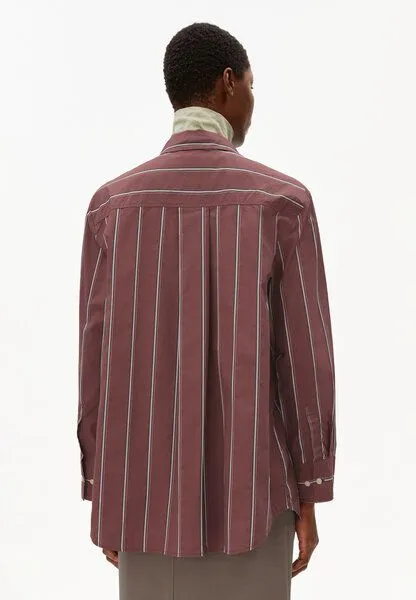 ARMEDANGELS ARMEDANGELS HALIAA STRIPED Damen Bluse aus Bio-Baumwolle, Dark berry, – Produktbild 2 von 4
