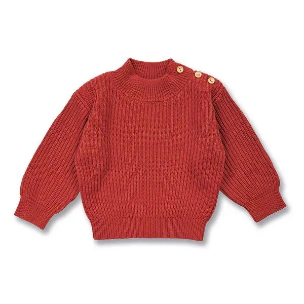 Sense Organics Sense Organics Baby Strickpullover, Modell VARUNY, Terrakotta-rot melange, – Produktbild 1 von 3