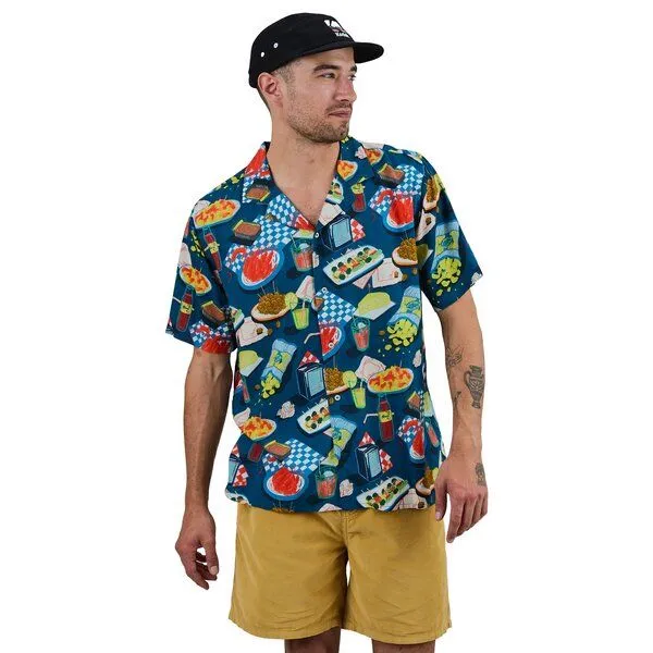 Brava Fabrics Brava Fabrics Kurzarm-Hemd Chiringuito Aloha, Blue, – Produktbild 1 von 4