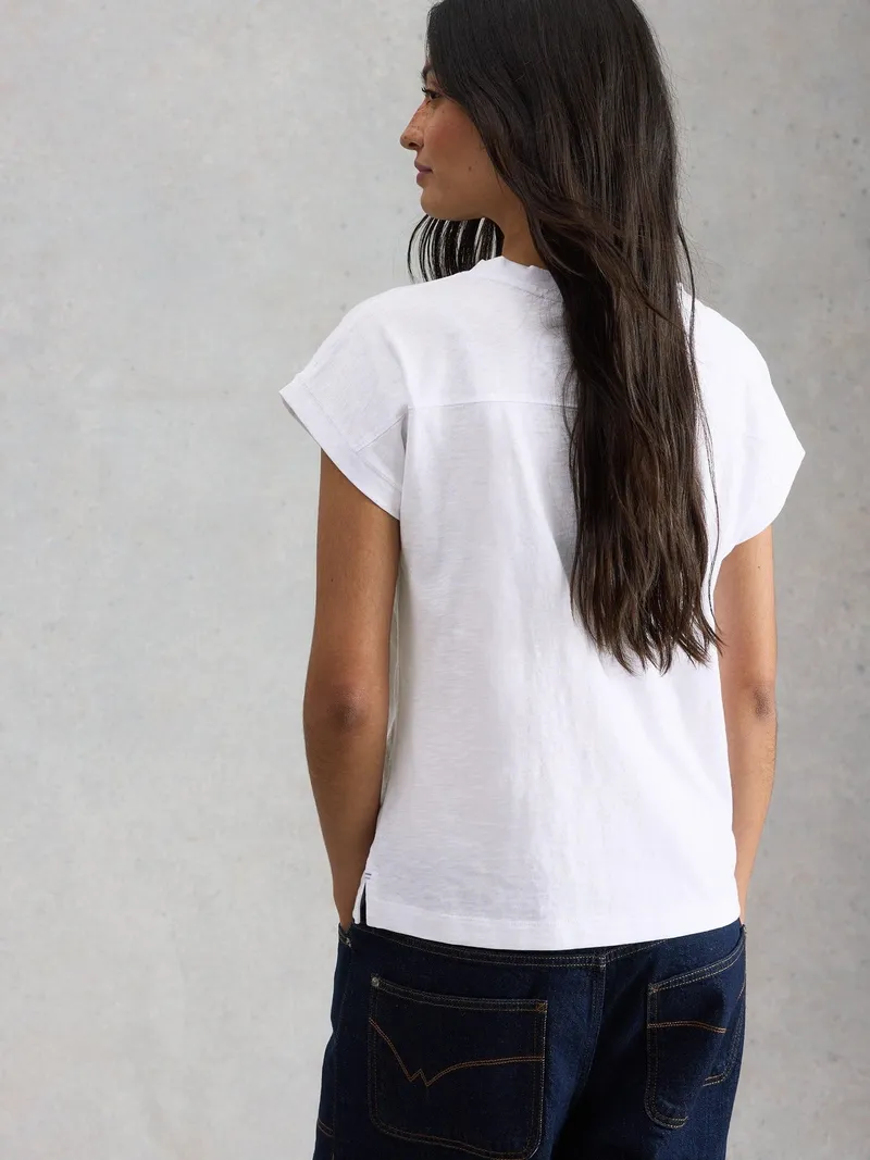 White Stuff T-Shirt Neve mit V-Ausschnitt - 40, Reines weiß, – Produktbild 4 von 4