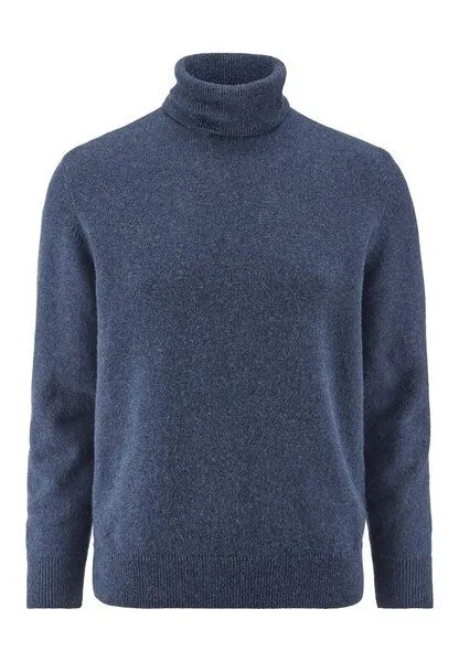 hessnatur hessnatur Rollkragen-Pullover Regular aus Bio-Merinowolle und Bio-Baumwolle, Mitternachtsblau, – Produktbild 3 von 4