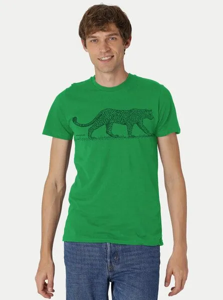 Peaces.bio - handbedruckte Biomode Peaces.bio - handbedruckte Biomode Bio Fit T-Shirt Leopard Herren, Grün, – Produktbild 1 von 2