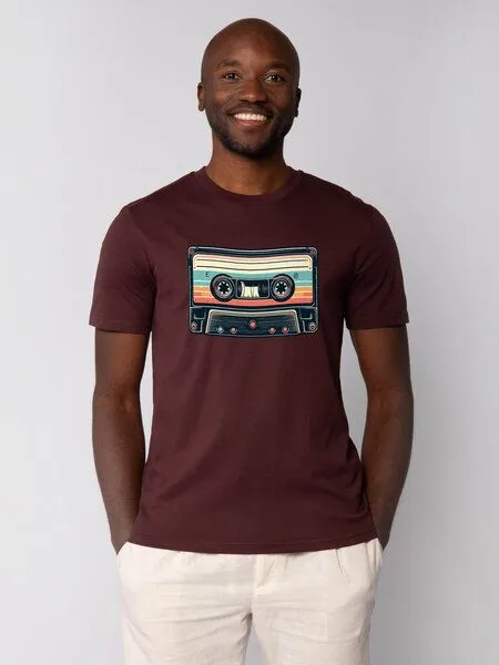 watapparel watapparel T-Shirt Unisex Retro Kassette, Red brown, – Produktbild 1 von 3
