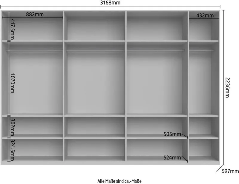 OTTO home Kleiderschrank Piano, UV lackiert, hochglänzend in beige oder weiß, FSC-zertifiziert (Made in Europe) in vielen Breiten, Höhe 224cm, mit Soft-Close Funktion, Beige|grau, – Produktbild 6 von 8