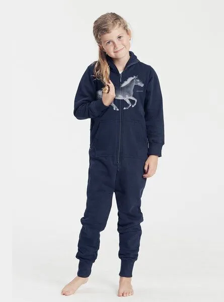 Peaces.bio - handbedruckte Biomode Peaces.bio - handbedruckte Biomode Jumpsuit Horsepower Kinder, Navy, – Produktbild 1 von 4
