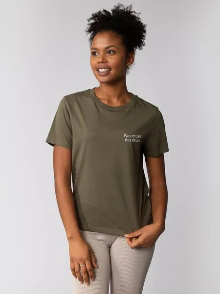 watapparel watapparel T-Shirt Frauen Was muss das muss, Khaki, – Produktbild 1 von 3
