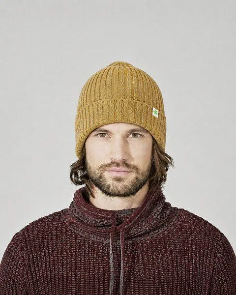 HempAge HempAge Strickmütze Hanf/Bio-Baumwolle, Dijon-grey (gelb-grau), – Produktbild 1 von 3
