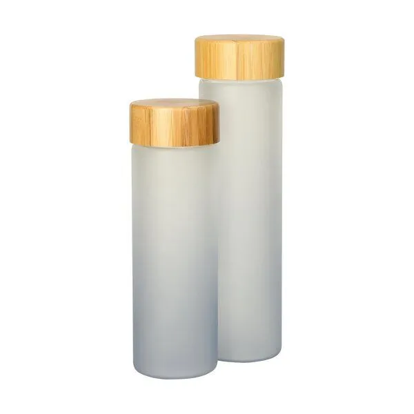 elasto elasto Glasflasche "Frosted" - Trinkflasche mit matten Farbverlauf fürs Büro, Grau, – Produktbild 5 von 7