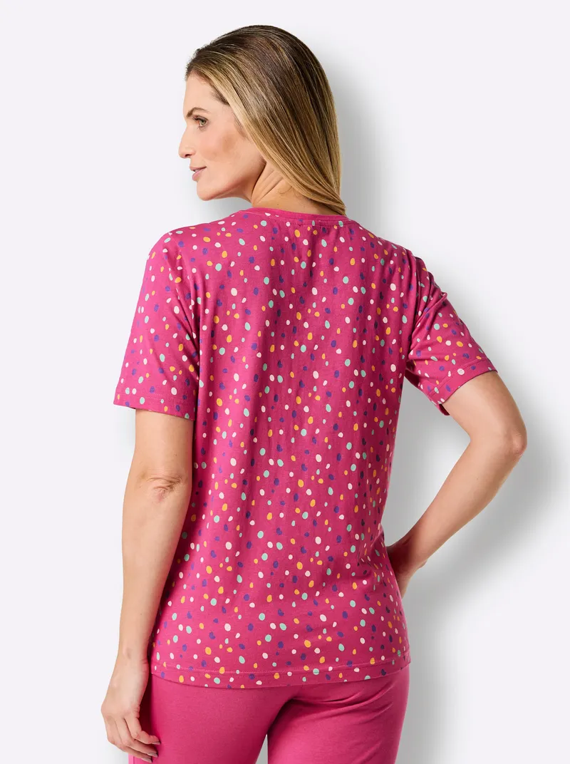wäschepur Schlafanzug-Shirt fuchsia-bedruckt, Fuchsia-bedruckt, – Produktbild 2 von 2