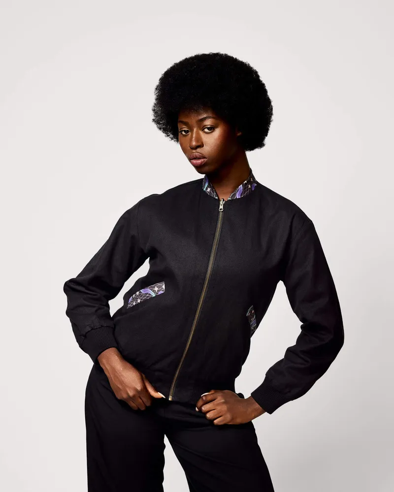 Khala Khala Damen vegan Wendejacke Moongarden African Skywater, Schwarz, – Produktbild 1 von 2