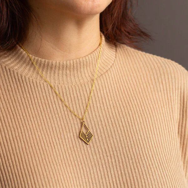 feinformart feinformart Kette mit Holzanhänger 'Tribe', Senfgelb (gelb), – Produktbild 3 von 4