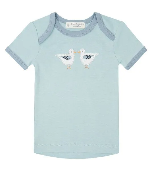 Sense Organics & friends in cooperation with GARY MASH Sense Organics & friends in cooperation with GARY MASH Babyshirt mit Applikation, Hellblau mit möwen, – Produktbild 1 von 2