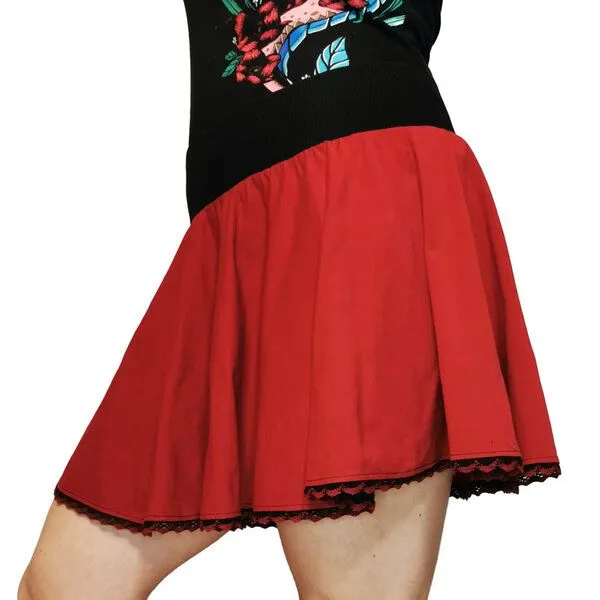 liebewicht liebewicht weiter Rock aus Bio Jersey für Damen, Rot/schwarz, – Produktbild 3 von 5