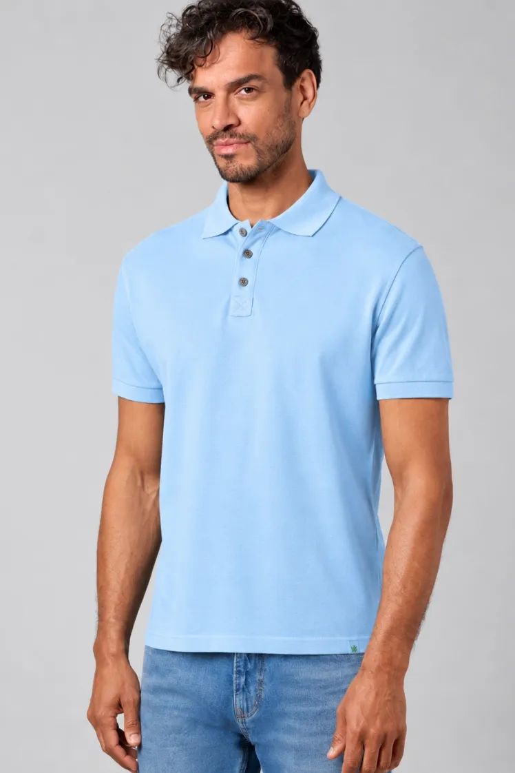 HempAge Hempage Herren vegan Polohemd Aus Piqué Jersey Gletscherblau, Blau, – Produktbild 2 von 2