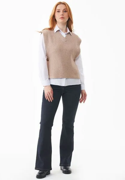 ORGANICATION ORGANICATION Ärmelloser Pullover aus Bio-Baumwolle Mix, Beige melange, – Produktbild 2 von 3