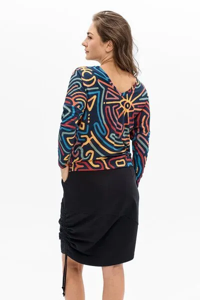 KOKOworld KOKOworld Rock Arvena – Asymmetrischer Schnitt – Bequeme Taschen – Erhältlich in Schwarz oder mit Print-Panel – Fair produziert in Polen, Black (schwarz), – Produktbild 3 von 4