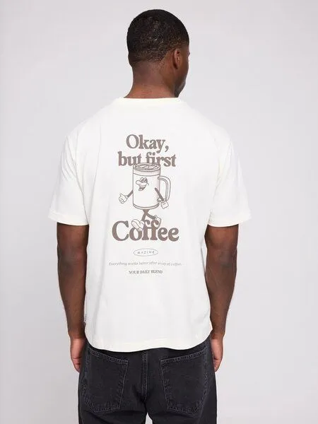 Mazine Mazine T-Shirt aus Bio-Baumwolle - Coffee Backprint, Off white (weiss), – Produktbild 2 von 3