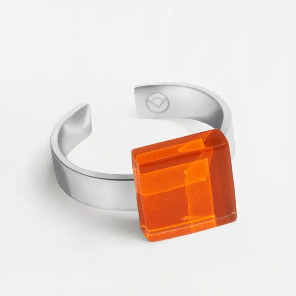 ALEXASCHA ALEXASCHA Geometrischer Ring aus Glas, mini, Orange, – Produktbild 1 von 4