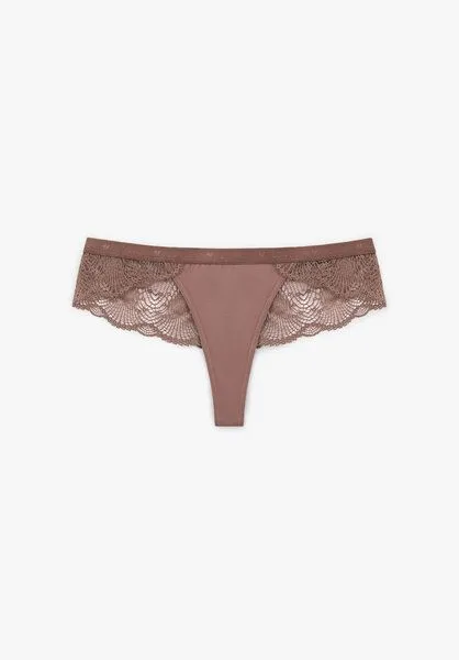 Lovjoi Lovjoi Tanga LUMINOUS MOSS mit filigraner Spitze, Warm brown (braun), – Produktbild 2 von 4