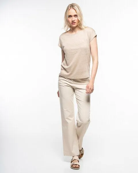 Alma & Lovis Alma & Lovis Elegantes Kurzarmshirt aus 100% Leinen-Jersey | Linen Short Pure, Humus (natur), – Produktbild 2 von 4